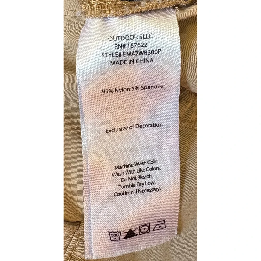 Eddie Bauer Mens 37x29 Khaki Lightweight Outdoor Hiking Pants Nylon‎ Spandex Zip
